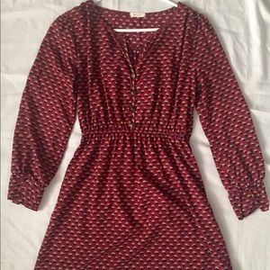 Everly Red 3/4 sleeve print dress
